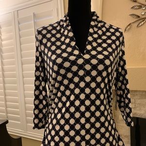 Vince Camuto Blue & White Pattern Blouse